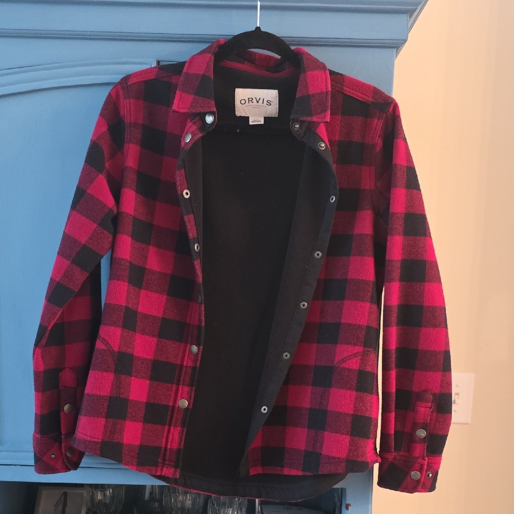 Orvis Red and Black Checkered Shirt Jacket
